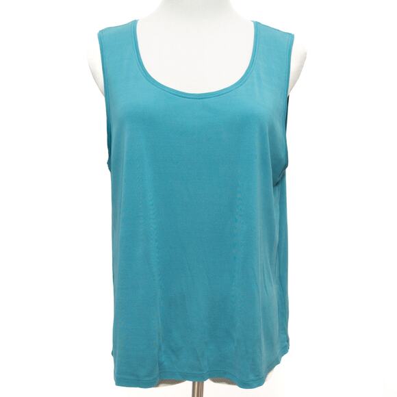 Eileen Fisher Silk Georgette Crepe Ballet Neck Tank Size Large - Picture 1 of 8